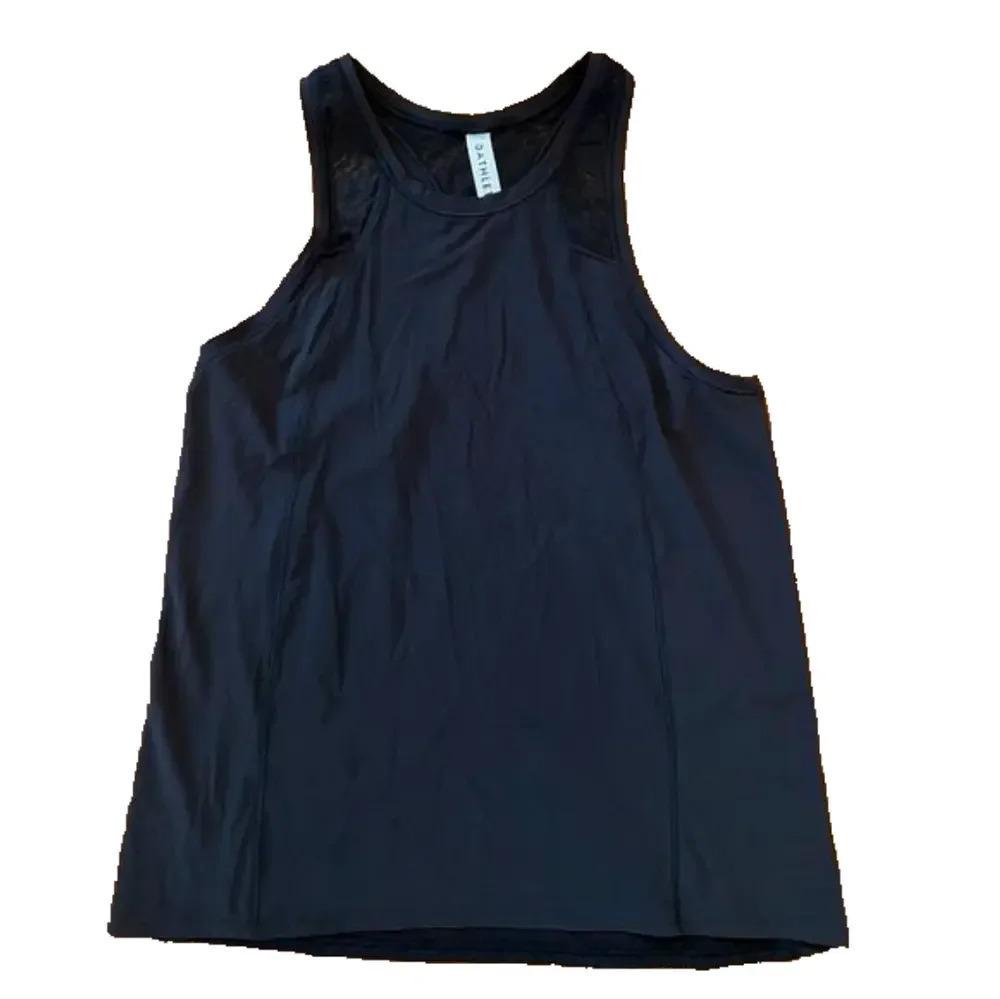 ATHLETA Black Racerback Lace Back Tank Top Workout Athletic Wear Yoga